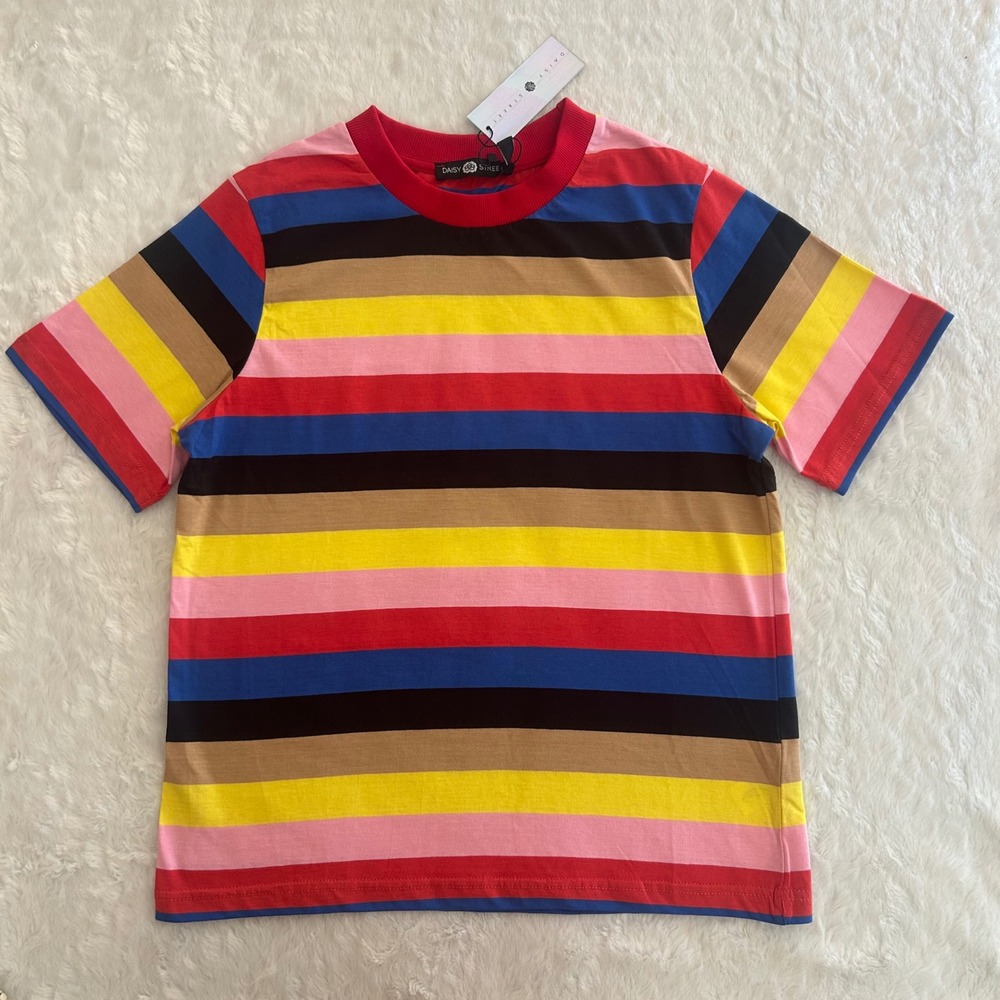Daisy Street Baby Tee T-Shirt Womens Size 6 NWT Striped Short Sleeve Crew Neck